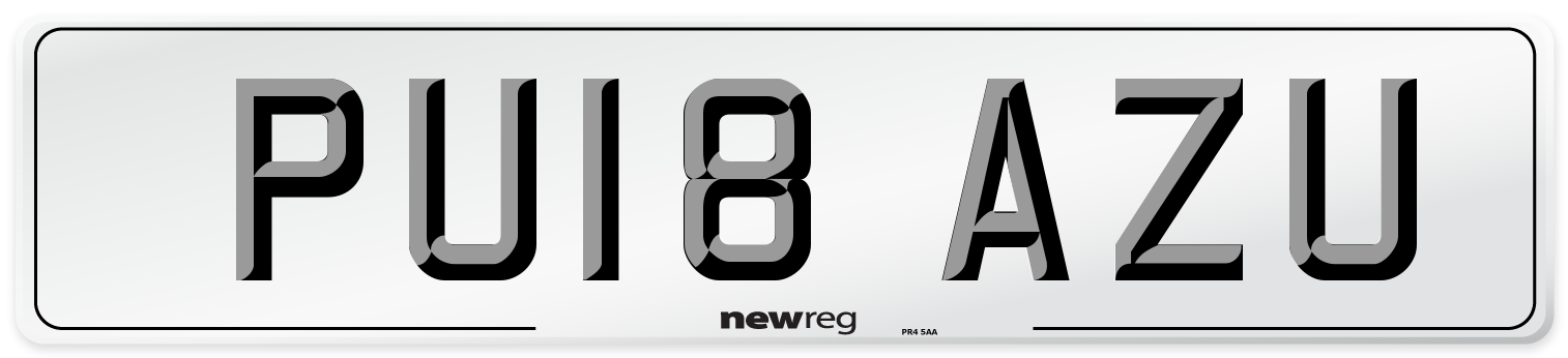 PU18 AZU Number Plate from New Reg
